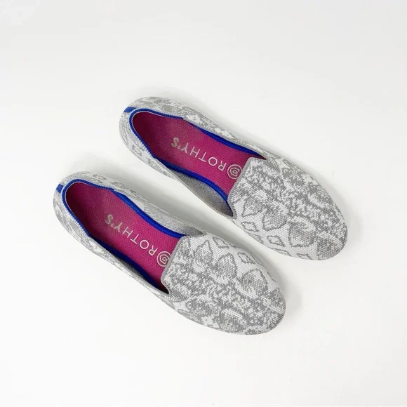Rothy’s Slip-On Loafers Snake Skin Pattern Print Light Grey 8 - Picture 6 of 15